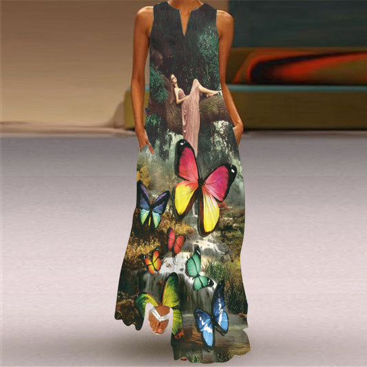 Langes Kleid mit Retro-Print von Andrea Serena