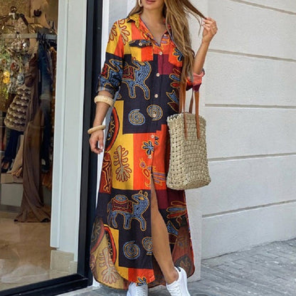 Hemdblusenkleid von Andrea Serena mit lebendigem Print