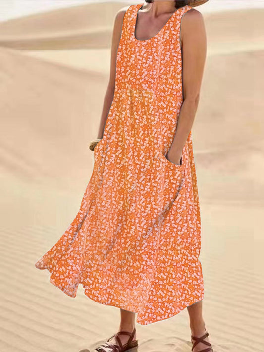 Andrea's™ | Ärmelloses Blumenkleid mit schwingendem Schnitt und Taschen