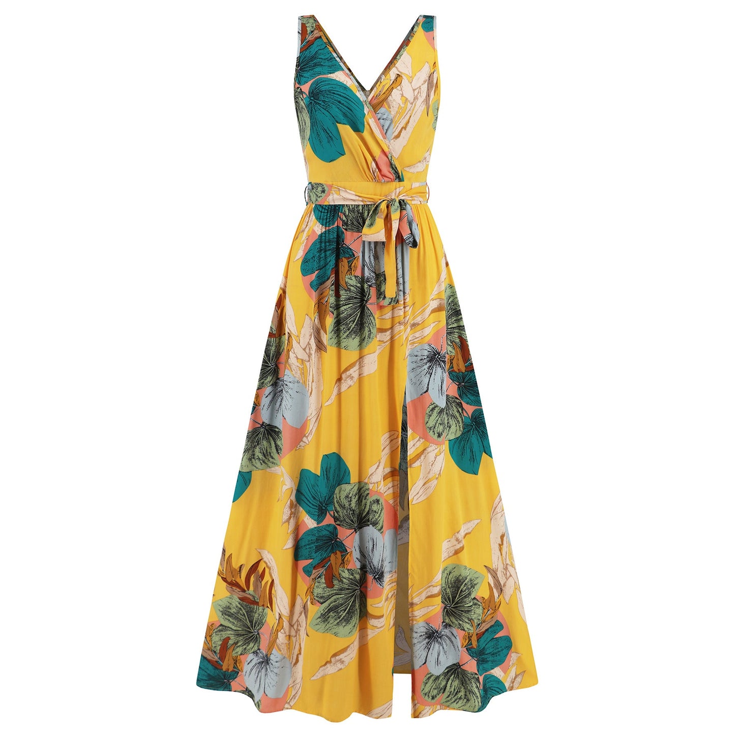 Maxikleid mit Blumenmuster und V-Ausschnitt von Andrea Serena