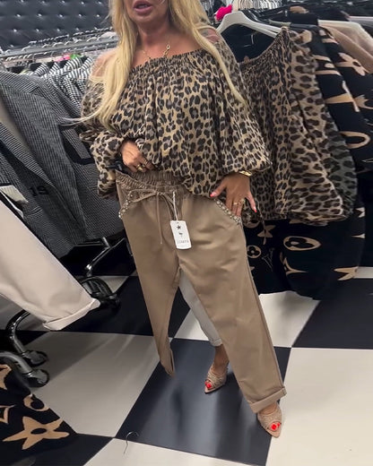 Andrea's™ | Einfarbige freizeithose mit kordelzug