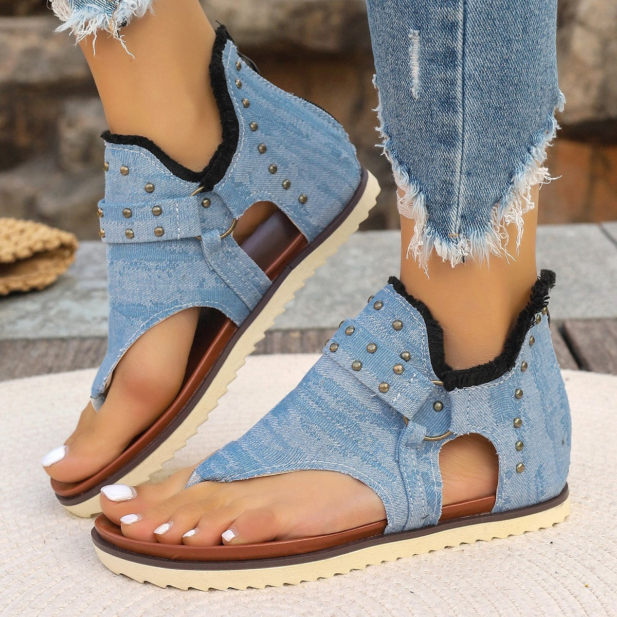 Andrea's™ | Zehenstegsandalen mit Reißverschluss hinten