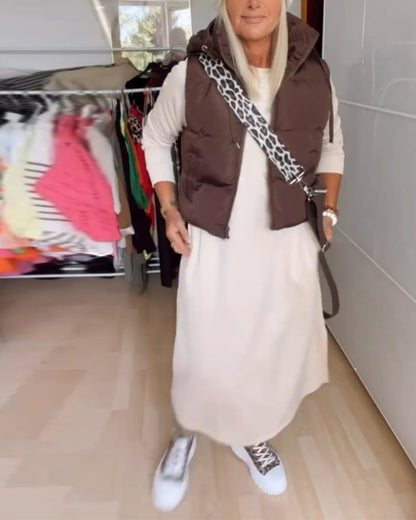 Andrea's™ | Einfarbiger Westenmantel mit Kapuze