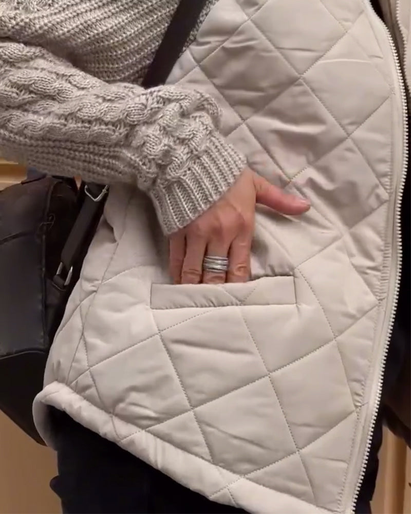 Andrea's™ | Einfarbiger mantel mit reißverschluss und hohem kragen