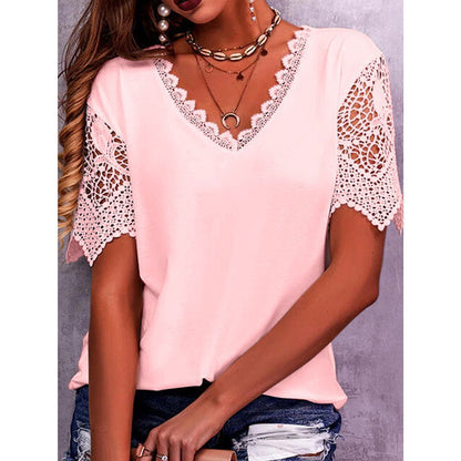 Andrea's™ | Lässig geschnittene Damen-Sommerbluse mit V-Ausschnitt und kurzen Ärmeln
