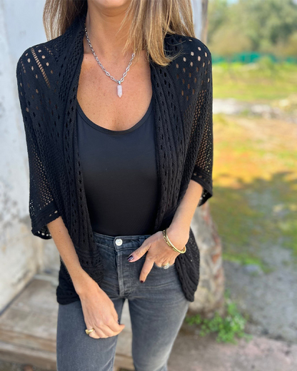 Andrea's™ | Elegantes Mantel mit Lochstrickdesign