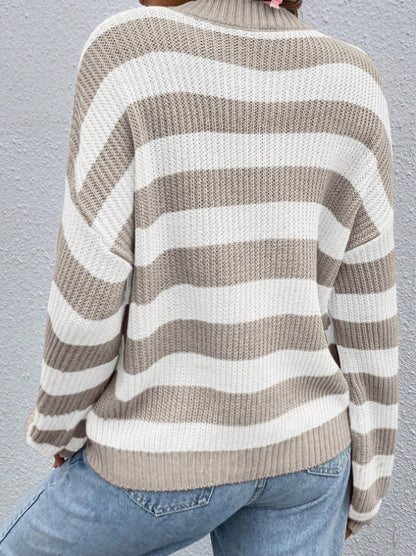 Andrea's™ | Gestreiftes Muster Drop Shoulder Pullover