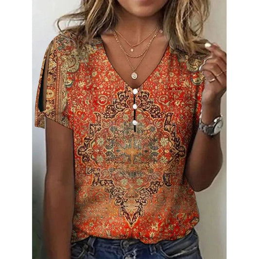 Andrea's™ | Sommer-T-Shirt im ethnischen Stil für Damen