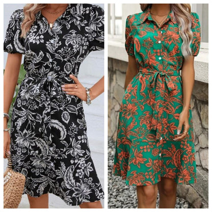 Sommerhemdkleid von Andrea Serena mit Blumenmuster und Knopfleiste