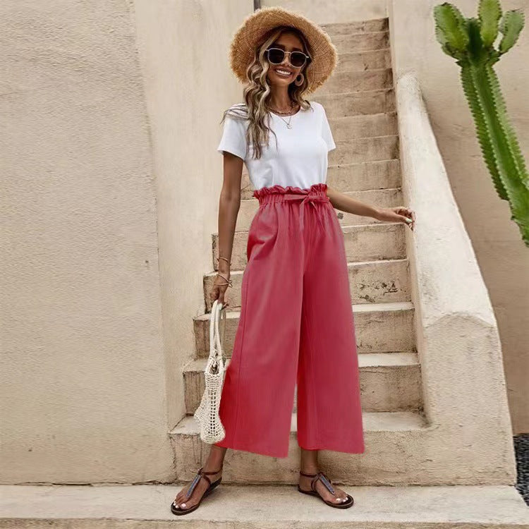 Pinterest-inspirierte Leinenhose von Andrea Serena mit weitem Bein