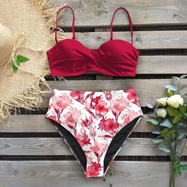 Floraler High-Waist-Bikini von Andrea Serena