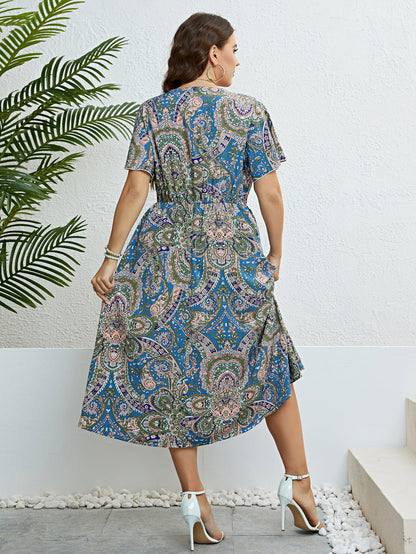 Sommerkleid von Andrea Serena mit Retro-Print und V-Ausschnitt