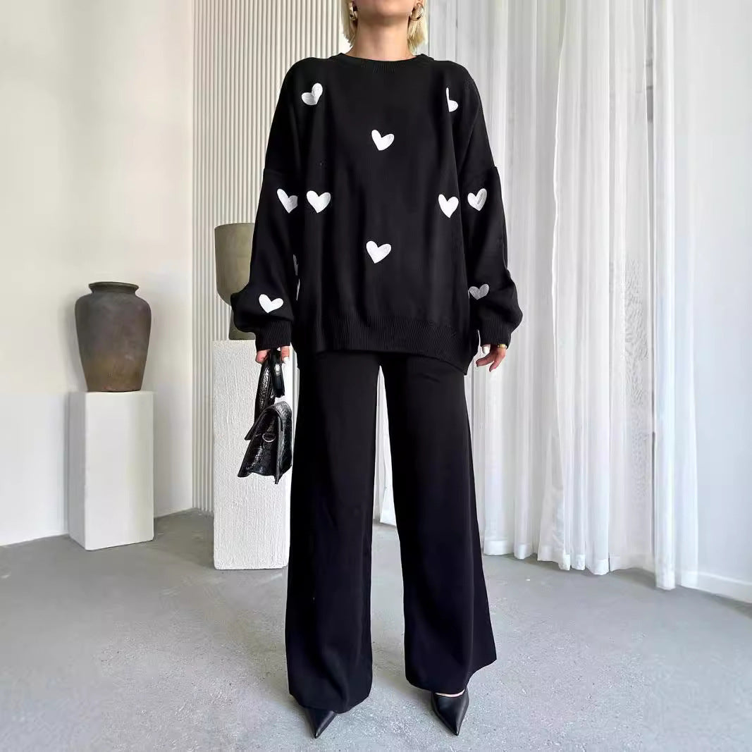 Andrea's™ | Strick-Outfit-Set mit Herzmuster