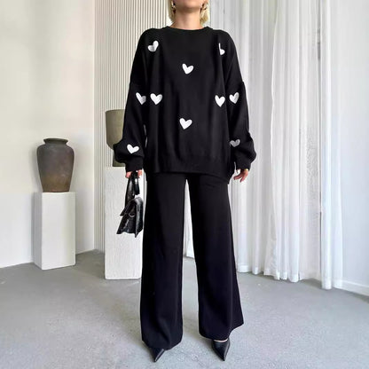 Andrea's™ | Strick-Outfit-Set mit Herzmuster