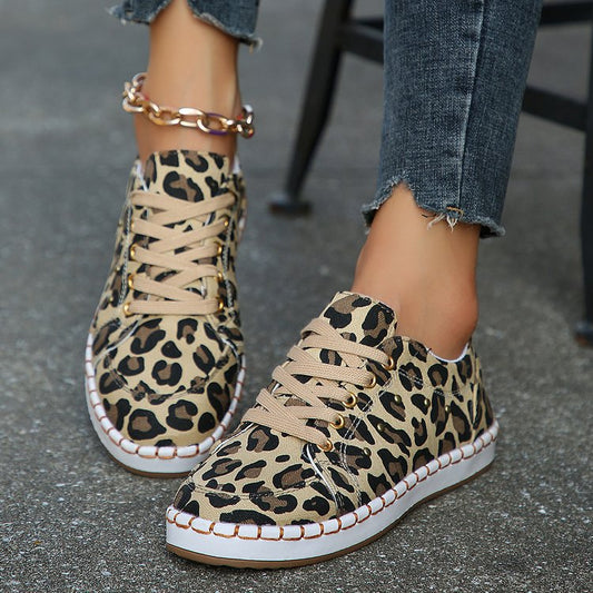 Andrea Serena Canvas-Sneaker mit Leopardenmuster