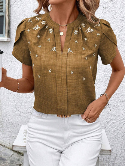 Elegante bedruckte Bluse Andrea Serena Schulterfalten-Top