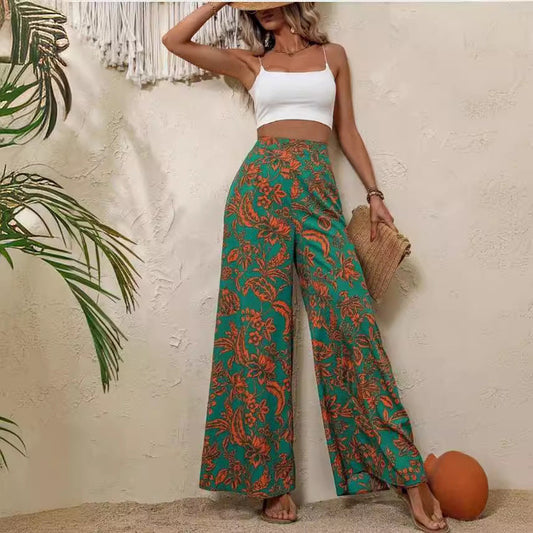 Elegante, weite Hose mit Blumenmuster von Andrea Serena