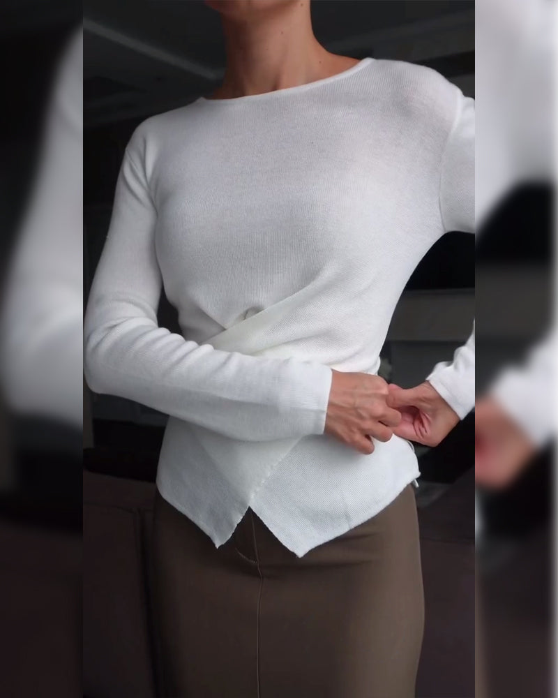 Andrea's™ | Pullover Kreuz Design Knopf Betont