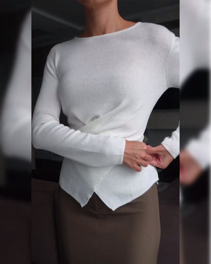 Andrea's™ | Pullover Kreuz Design Knopf Betont