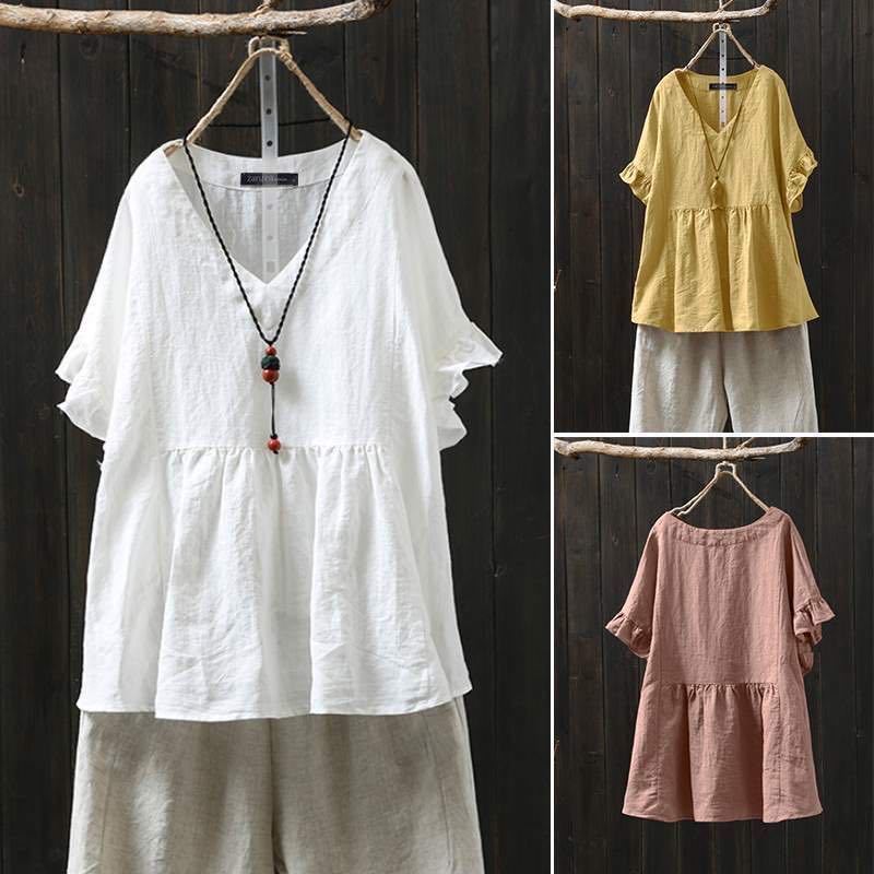 Ruffled Cotton Plus Top Andrea Serena Pinterest-Inspired