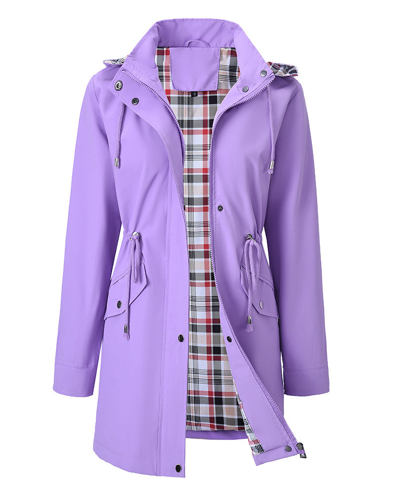 Andrea's™ | Damen Langer Wasserdichter Trenchcoat Mit Kapuze