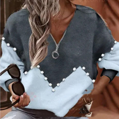 Elegante Strickbluse von Andrea Serena mit Perlenbesatz