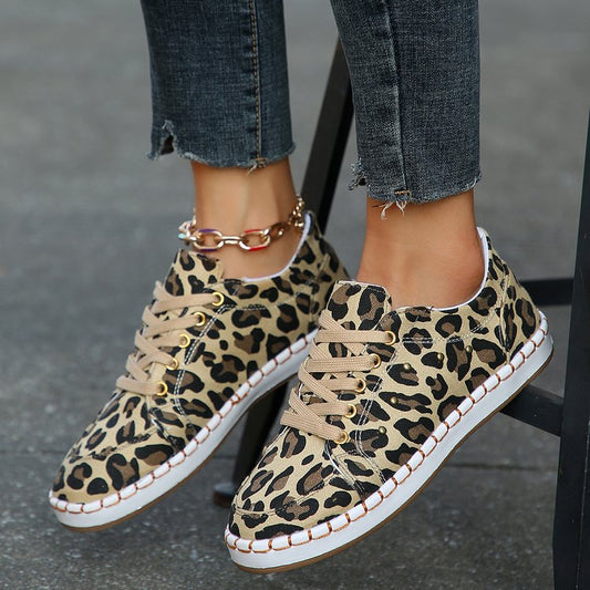 Leopard Print Andrea Serena Canvas Sneakers