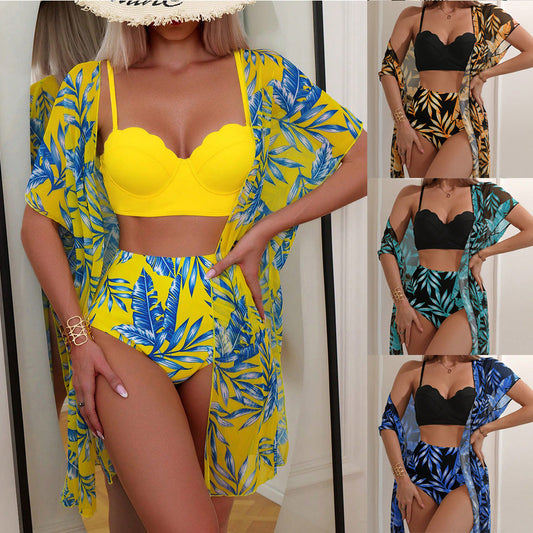 Vibrant Maple Leaf High Waist Bikini by Andrea Serena