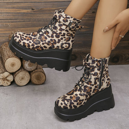 Andrea's™ | Leopardenmuster-Stiefel mit dicker Sohle