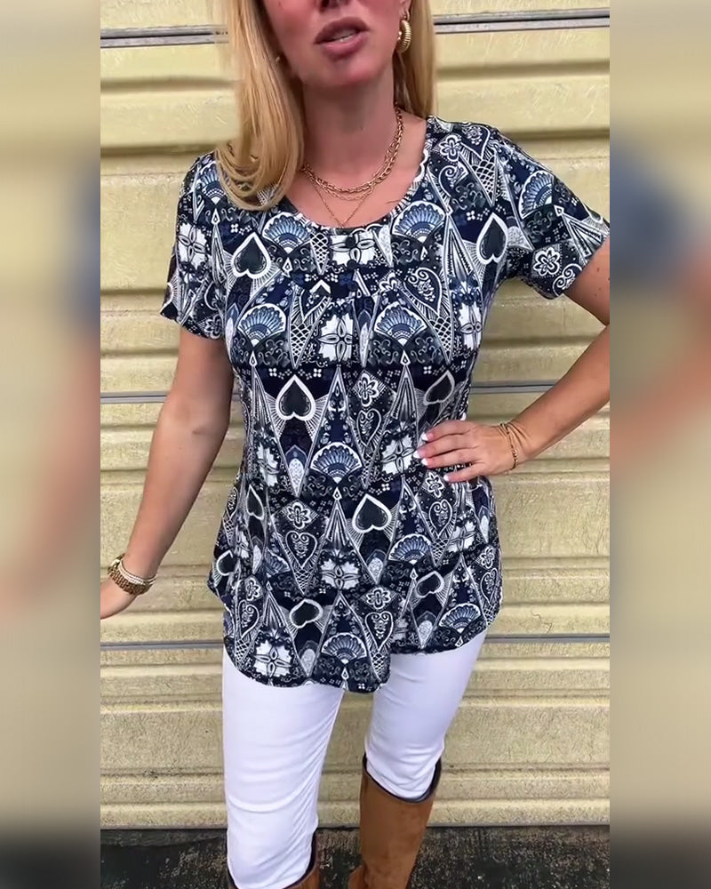 Andrea's™ | T-Shirt lässig Retro Rundhals bedruckt