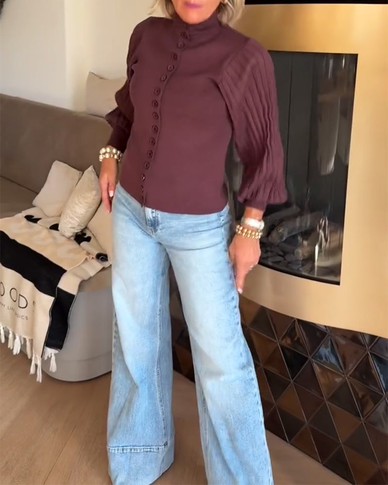 Andrea's™ | Langärmelige Strickjacke mit Knopfleiste