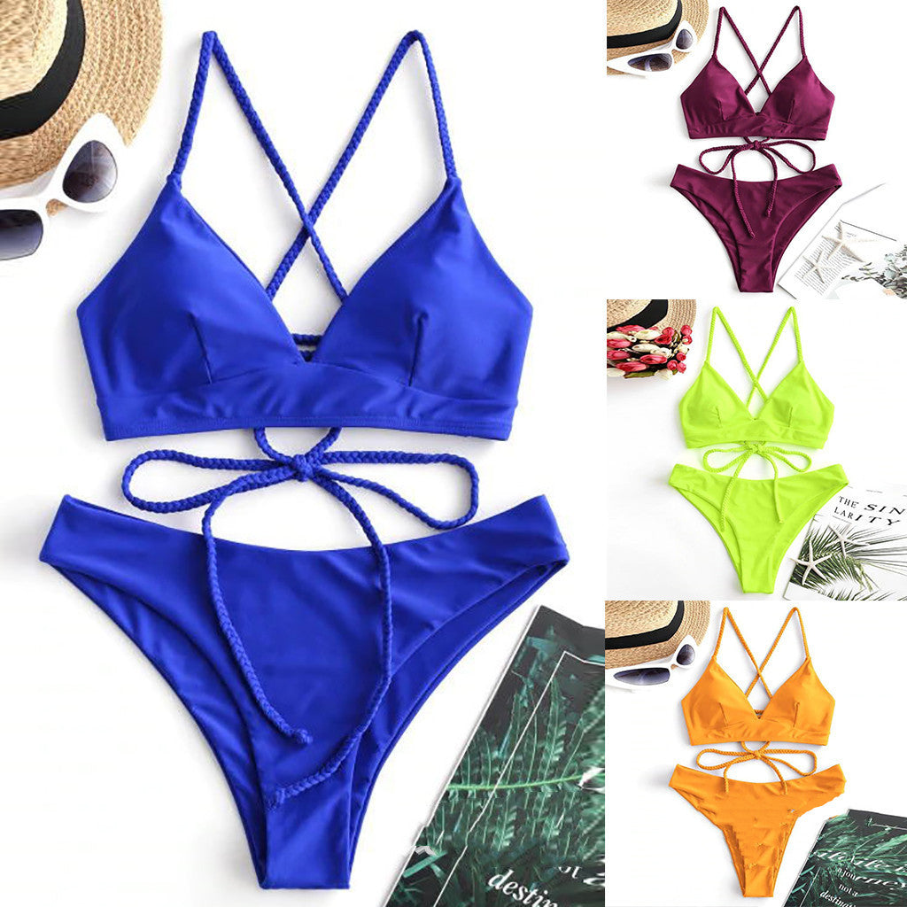 Strappy Solid Bikini by Andrea Serena