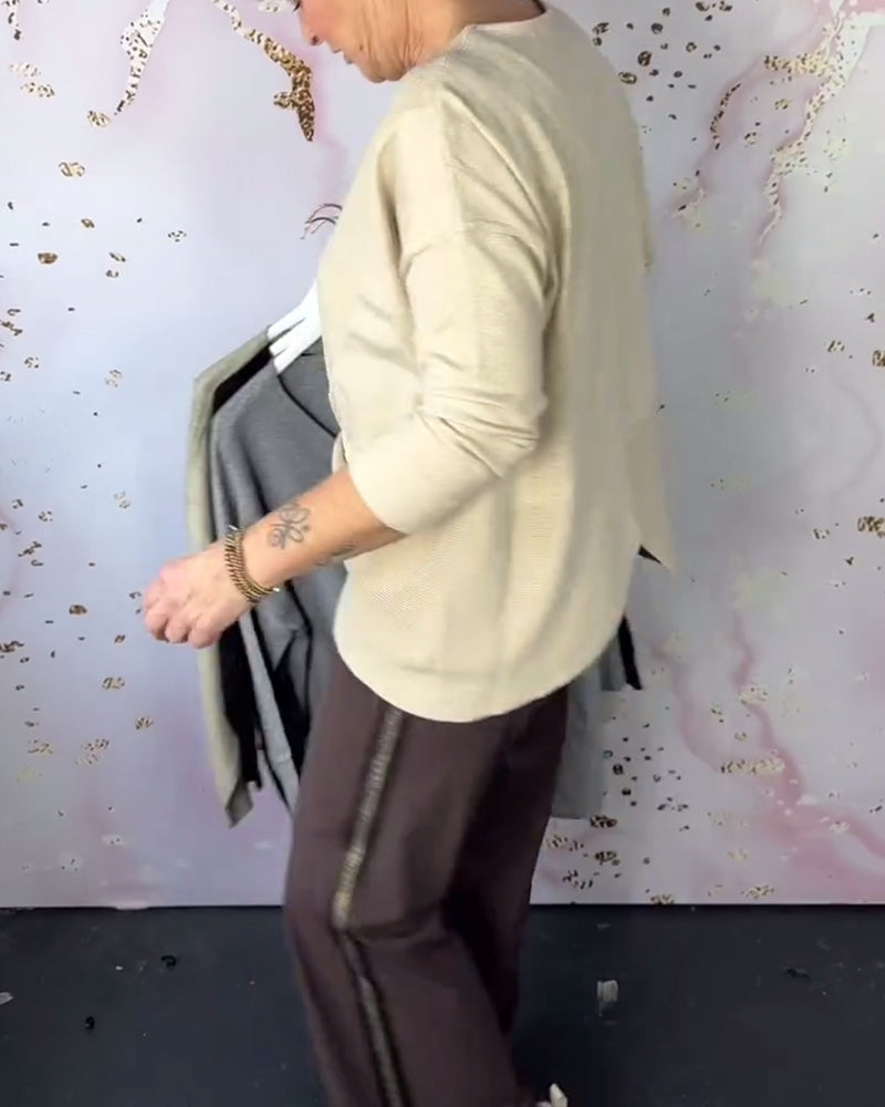 Andrea's™ | Pullover mit V-Ausschnitt und unregelmäßigem Saum