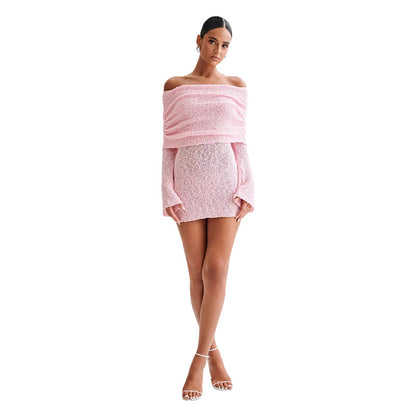 Andrea's™ | Damen Strick-Minikleid mit schulterfreiem Schnitt