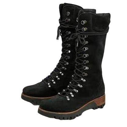 Andrea's™ | Schnürstiefel in Wadenhöhe mit Profilsohle und klobigem Absatz