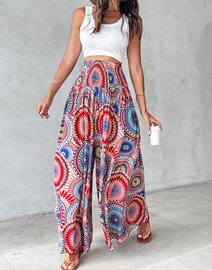 Retro-Hose mit Blumenmuster und weitem Bein von Andrea Serena