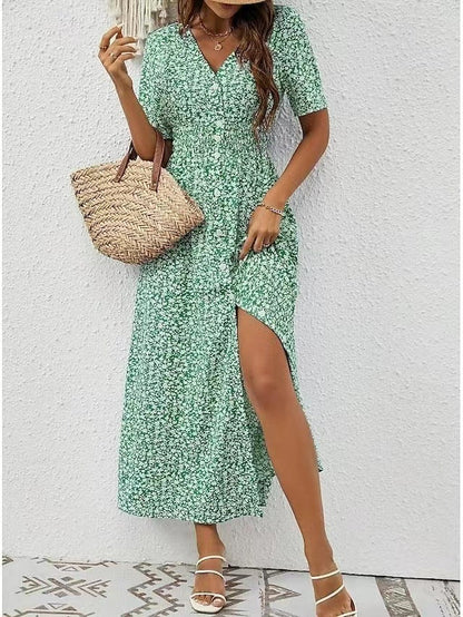Elegantes Kleid mit V-Ausschnitt und Schlitz von Andrea Serena