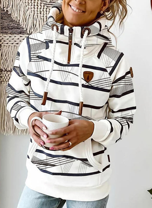 Andrea's™ | Gestreifter Kapuzenpullover mit langen Ärmeln