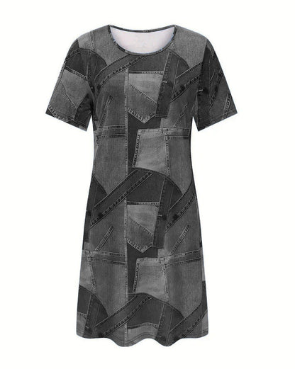 Elegantes Sommerkleid von Andrea Serena mit Denim-Print in A-Linie