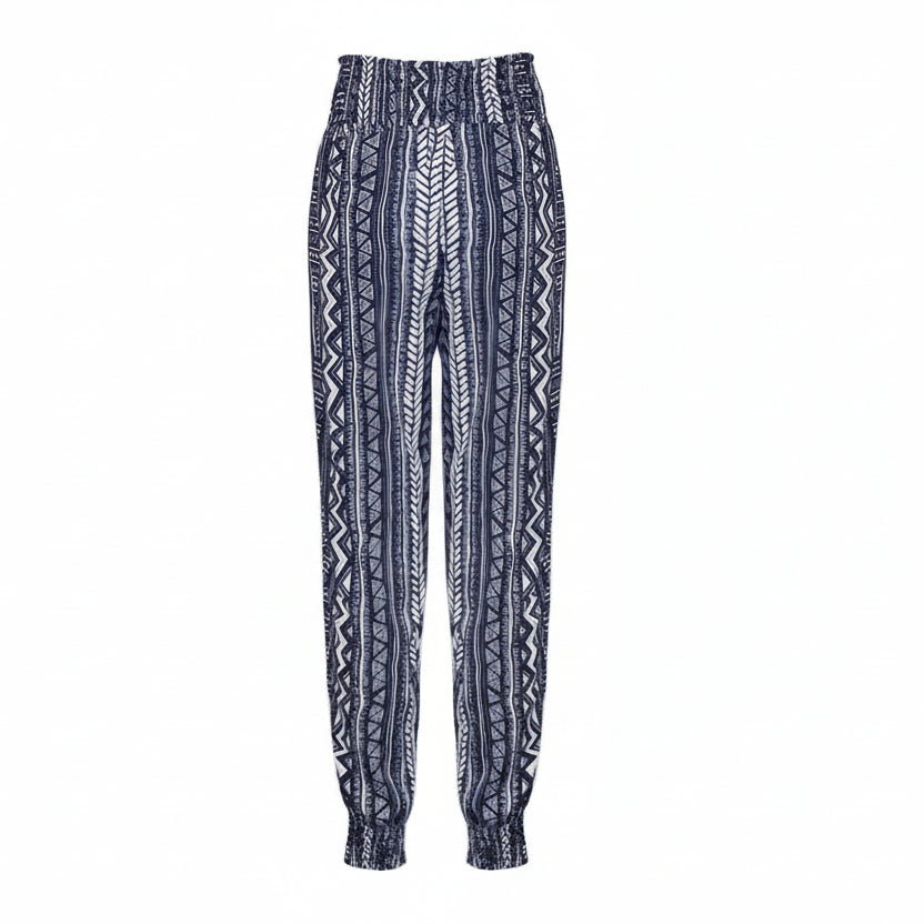 Boho-Hose mit hohem Bund und Print von Andrea Serena