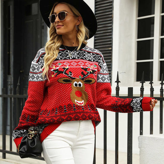 Andrea’s™ | Smiley-Rentier-Weihnachtspullover