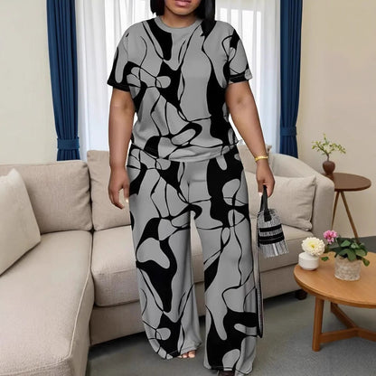 Bequemes zweiteiliges Lounge-Set mit abstraktem Print in Übergröße von Andrea