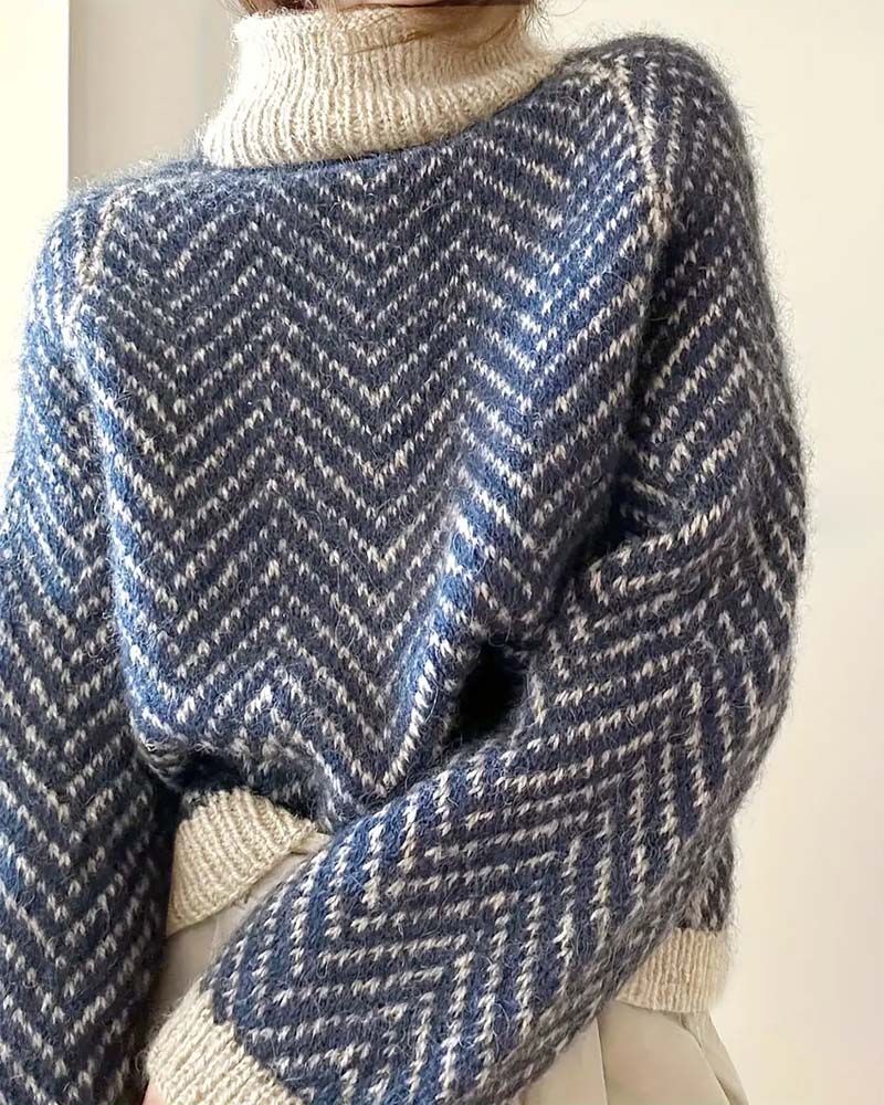 Andrea's™ | gestreifter Rollkragenpullover mit lockerer Passform