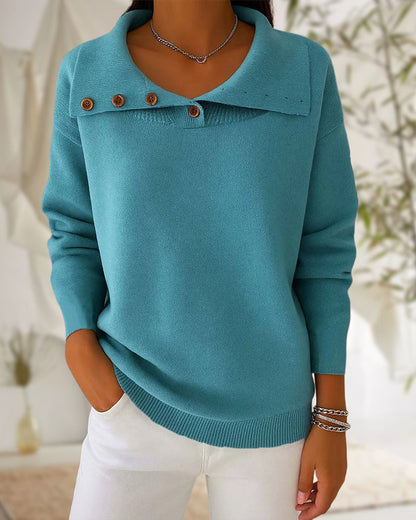 Andrea's™ | Pullover Mit Knöpfe Detail, Kragen Design Und Modischer Stil