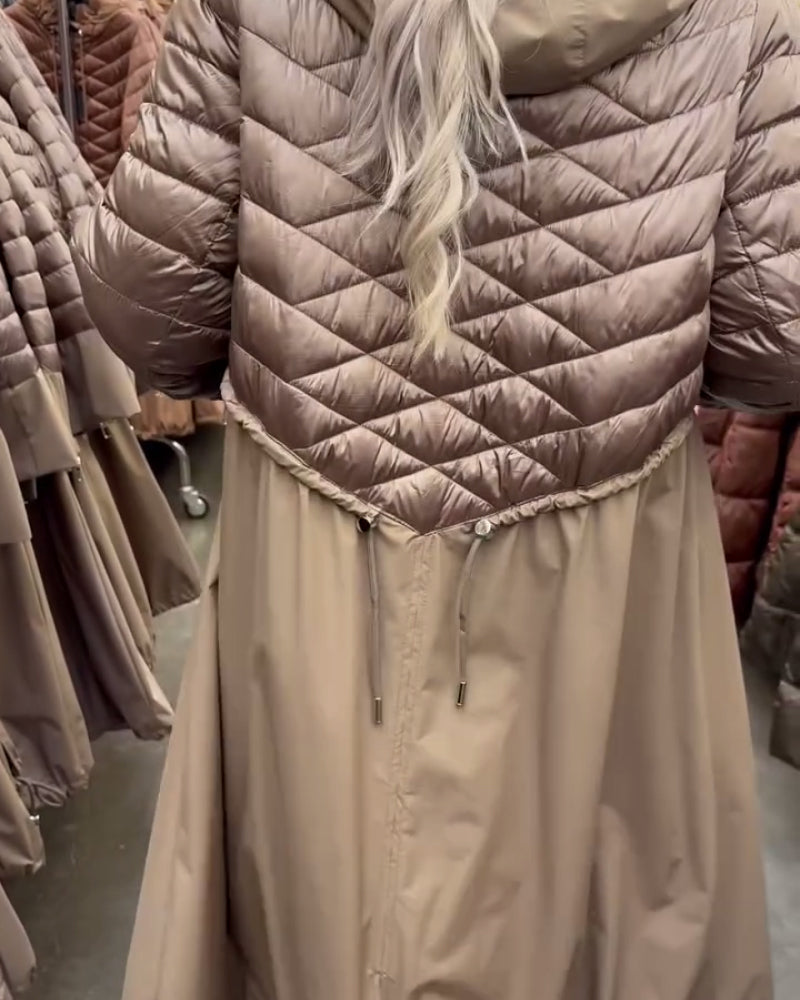 Andrea's™ | lange gesteppte Jacke mit Kapuze