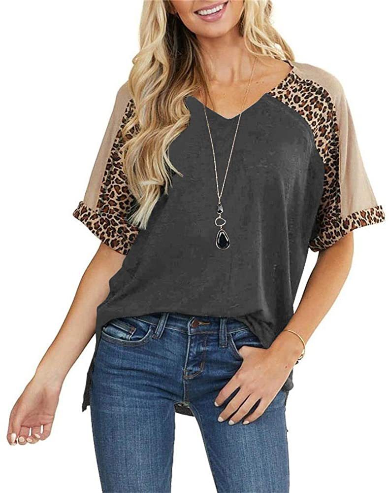 Leopard Splice Andrea Serena Casual Kurzarmtop