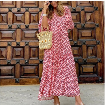 Andrea's™ | Damen Sommerkleid mit V-Ausschnitt und elegantem Print