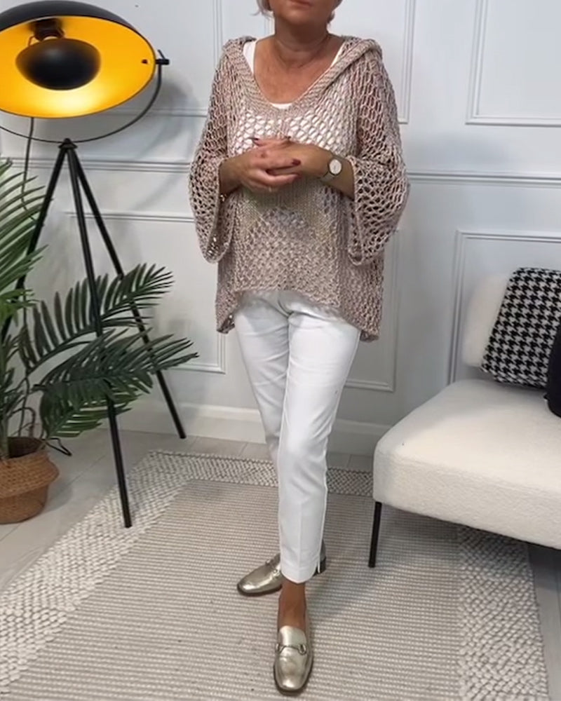 Andrea's™ | Einfarbiger Kapuzenpullover mit Stern-Ausschnitt