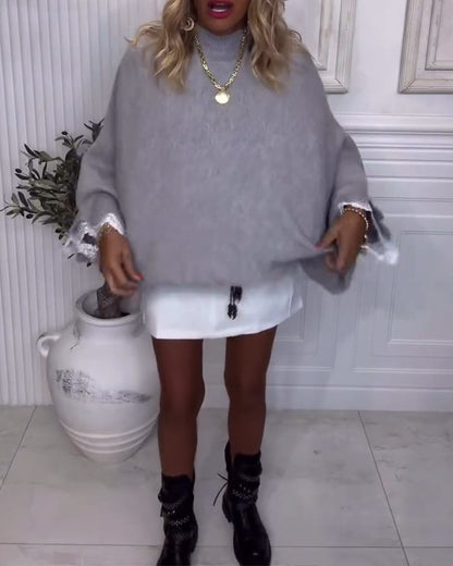 Andrea's™ | Pullover fledermausärmel spitzeneinsatz