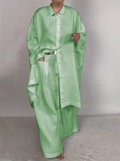 Andrea's™ | Lockeres Polo-Oberteil und weit geschnittene Hose im Set